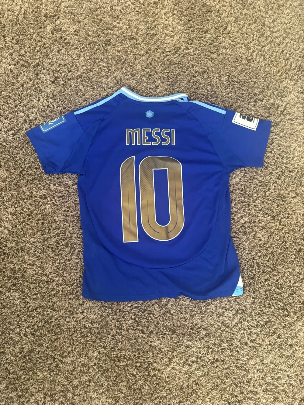 adidas Kids Blue Argentina #10 Soccer Jersey with Light Blue Trim